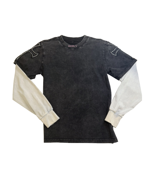 Black "HOLY TRNITI" Long-Sleeve